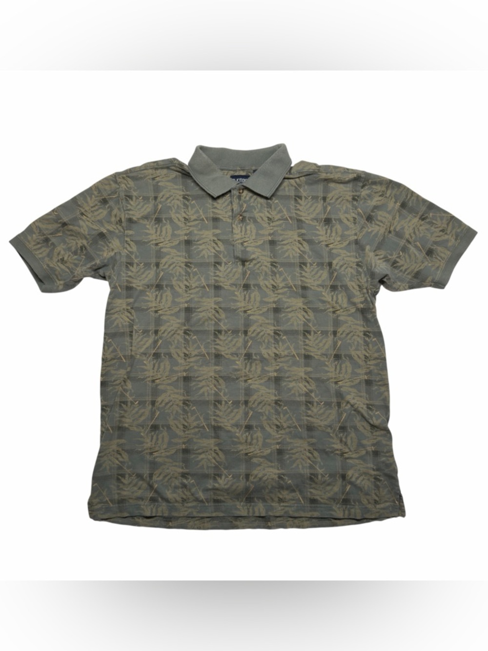 Vintage Golf Puritan Men's Golf Polo Shirt Size Med Olive Palm Leaves AOP Cotton